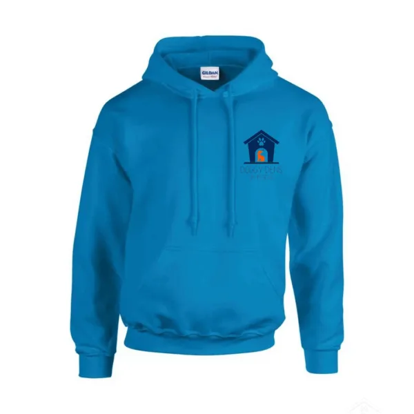Heather Sapphire Hoodie Navy Logo