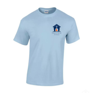 Sky Blue Doggy Dens T Shirt (Navy Logo)