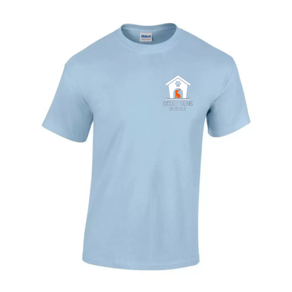 Sky Blue Doggy Dens T Shirt (White Logo)