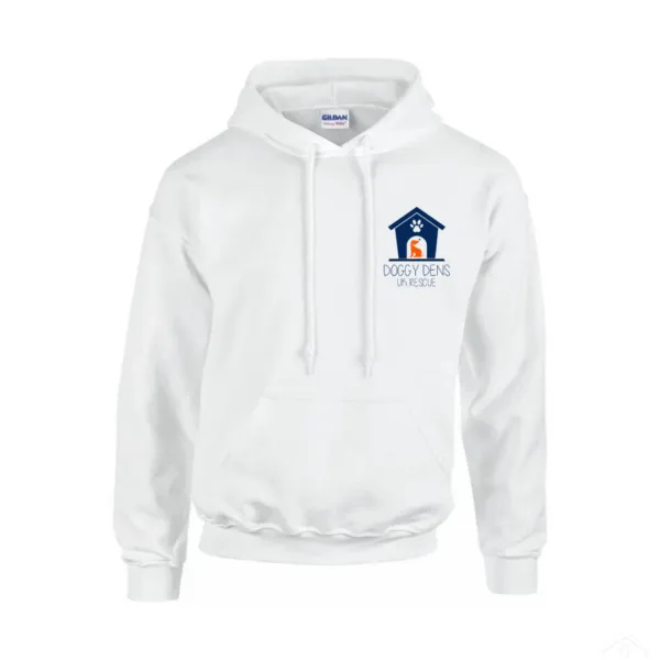 White Hoodie Navy Logo