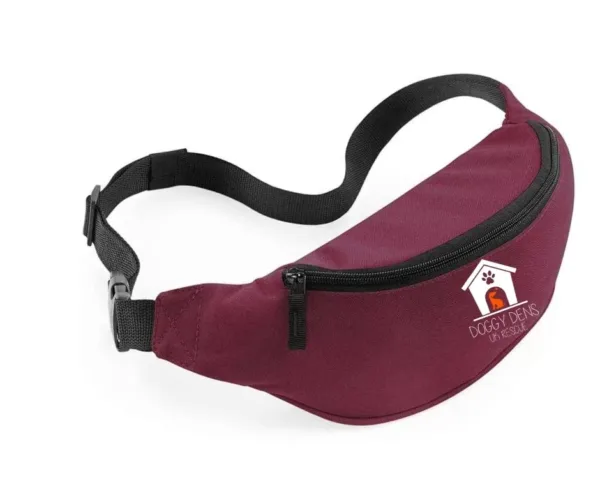 Burgundy Belt Bag White Logo
