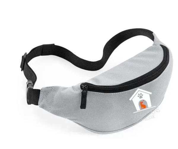 Grey Belt Bag White Logo